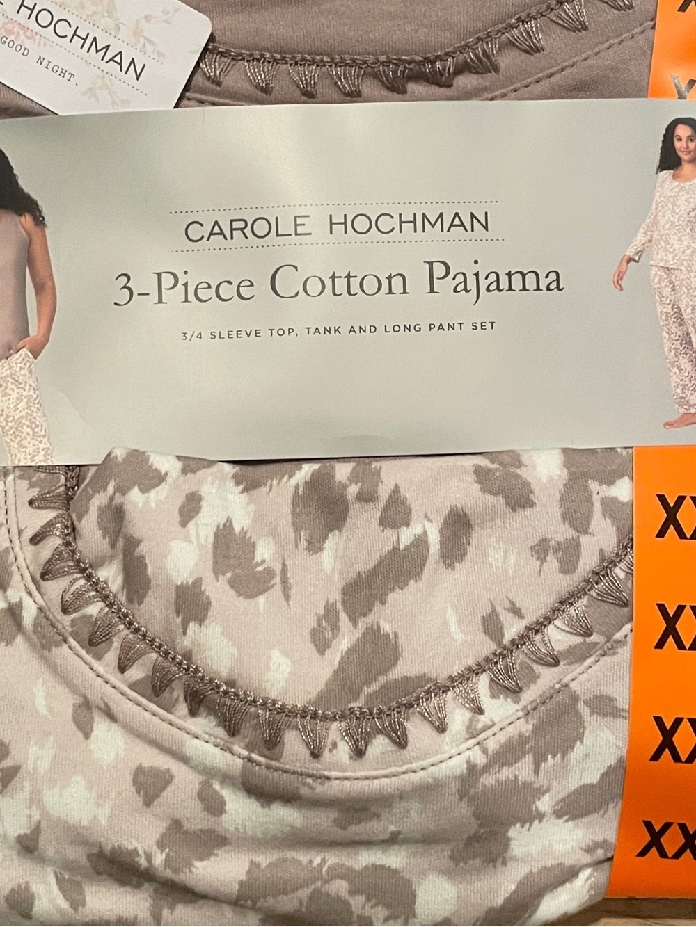 NWT Carole Hochman 💯 cotton pink brown leopard print pajamas all seasons XXL - Picture 8 of 8